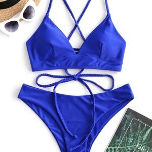 Zaful Braided Lace Up Bikini